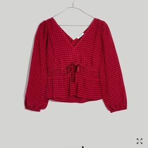 Madewell Magenta Gingham Blouse